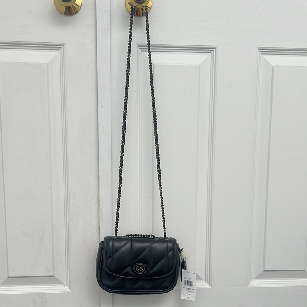Coach Black Leather Madison Pillow Bag with Chain Strap - Picture 5 of 5